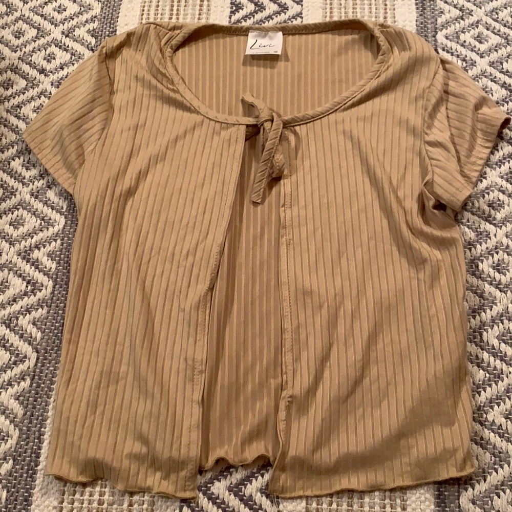 Tan Lettuce Short Sleeve Top